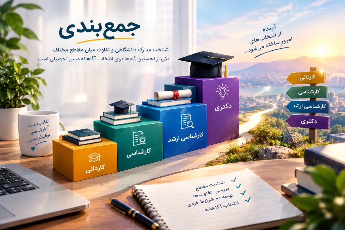 مسیر تحصیلی از کاردانی تا دکتری