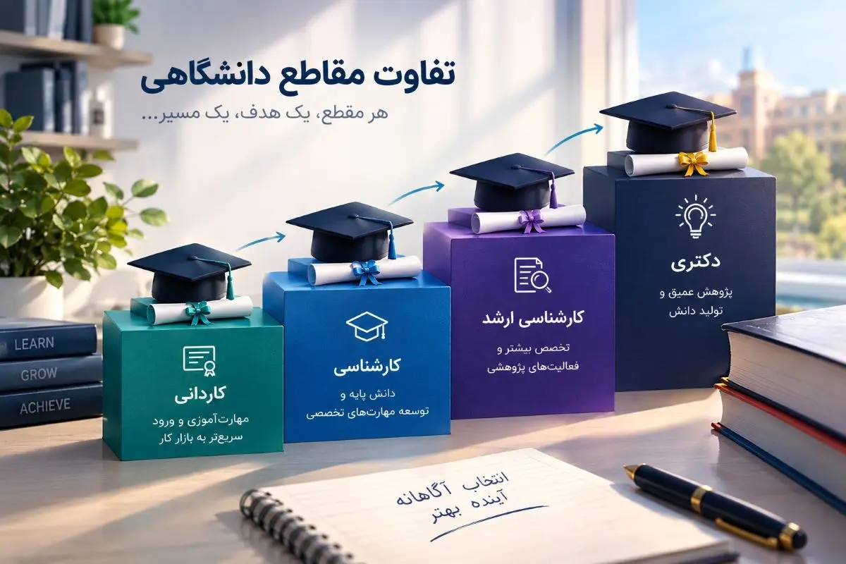 تفاوت مقاطع دانشگاهی از کاردانی تا دکتری